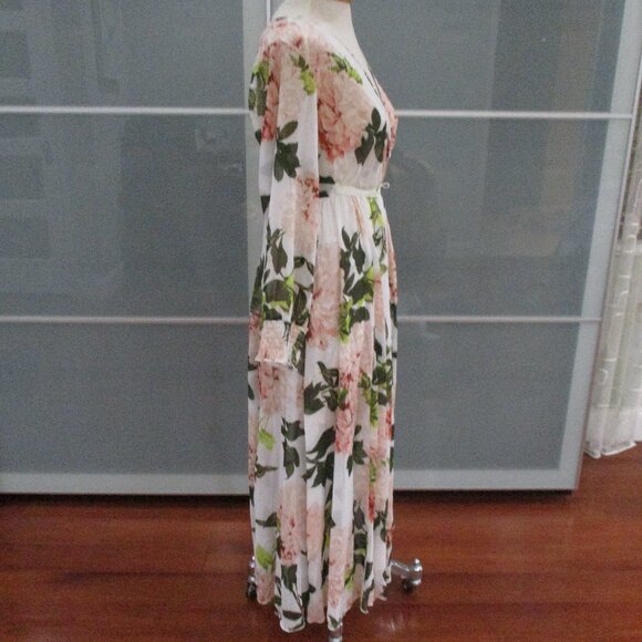 Alexa B Long Sleeve Floral Print V-Neck Maxi Dress - Picture 4 of 6